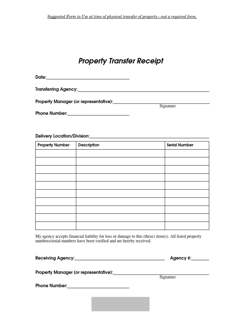 Property Transfer Receipt Template | PDF