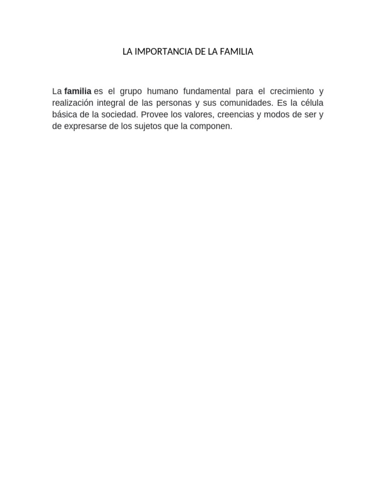 Importancia de la Familia en la Sociedad | PDF
