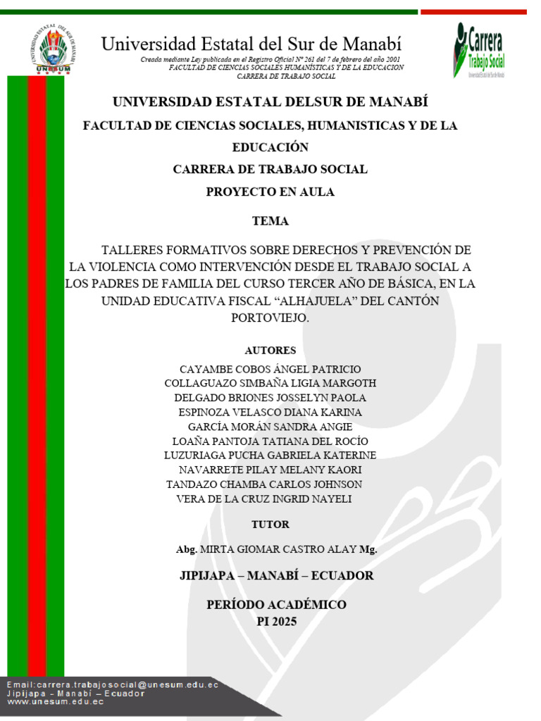 Talleres sobre Derechos y Violencia en Educación | PDF | Trabajo Social ...