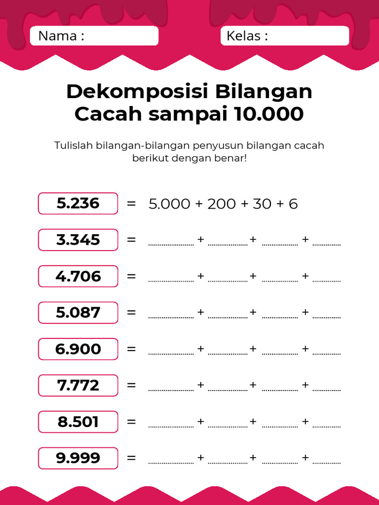 Dekomposisi Bilangan Cacah Sampai 10.000 Lembar Kerja Merah Putih ...
