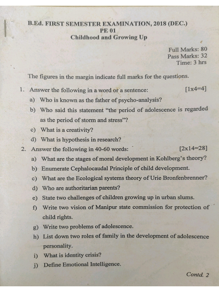 1st Semester Questions | PDF