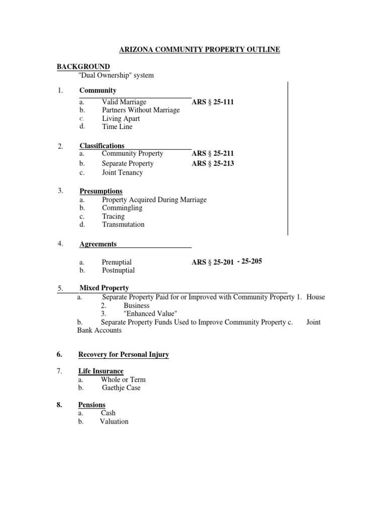 An Overview of Arizona Community Property Law and Selected Statutes