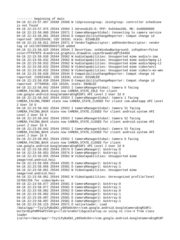 Camera Service Log Analysis | PDF | Computer Programming | Operating ...