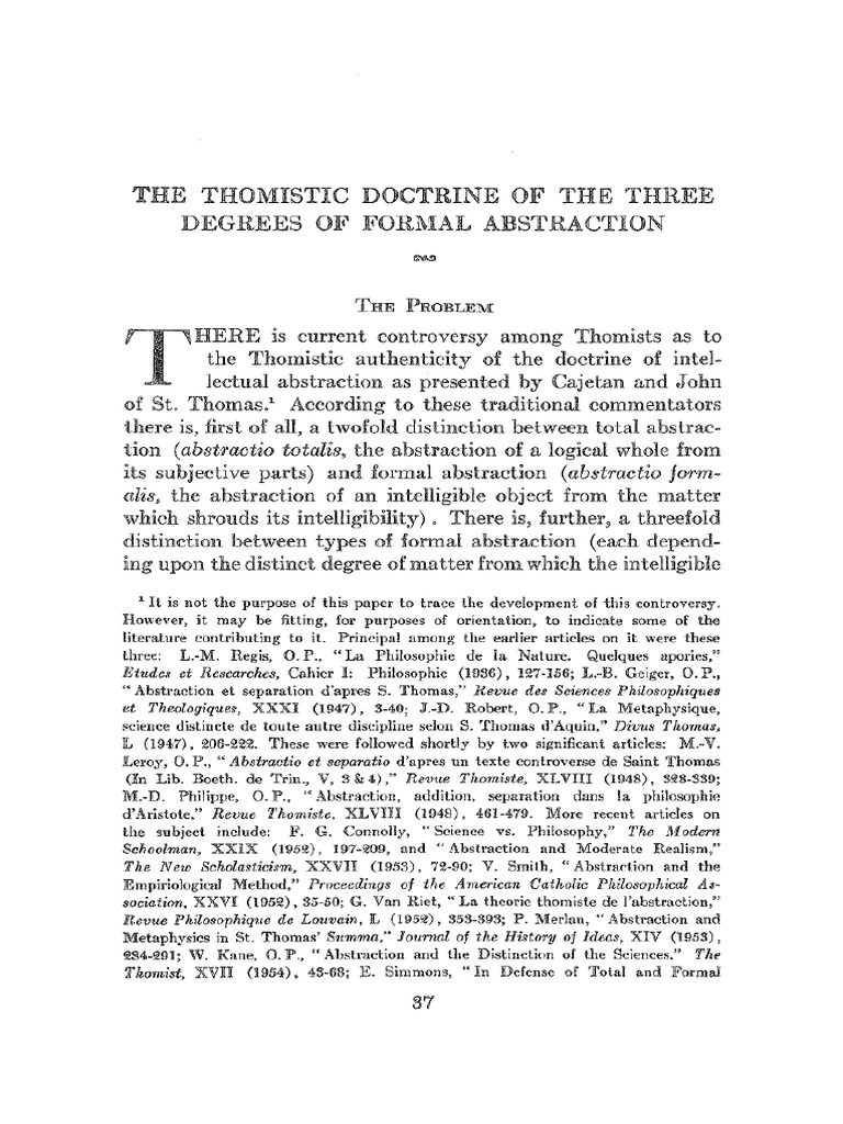 Thomistic Three Degrees of Abstraction | PDF | Thomism | Science