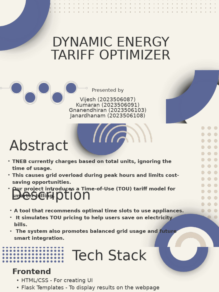 Dynamic Energy Tariff Optimizer | PDF