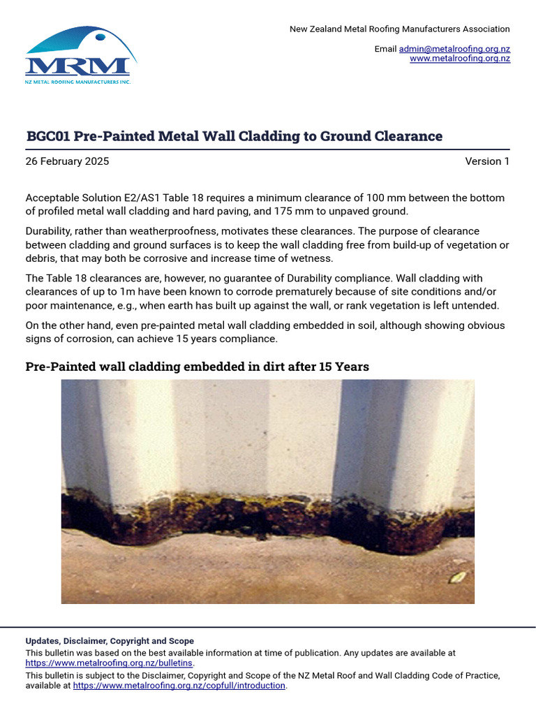 Cladding Ground Clearance Guidelines NZ | PDF | Corrosion | Wall