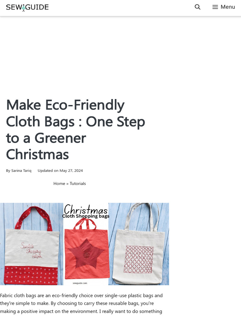 Make Eco-Friendly Cloth Bags - One Step To A Greener Christmas | PDF ...