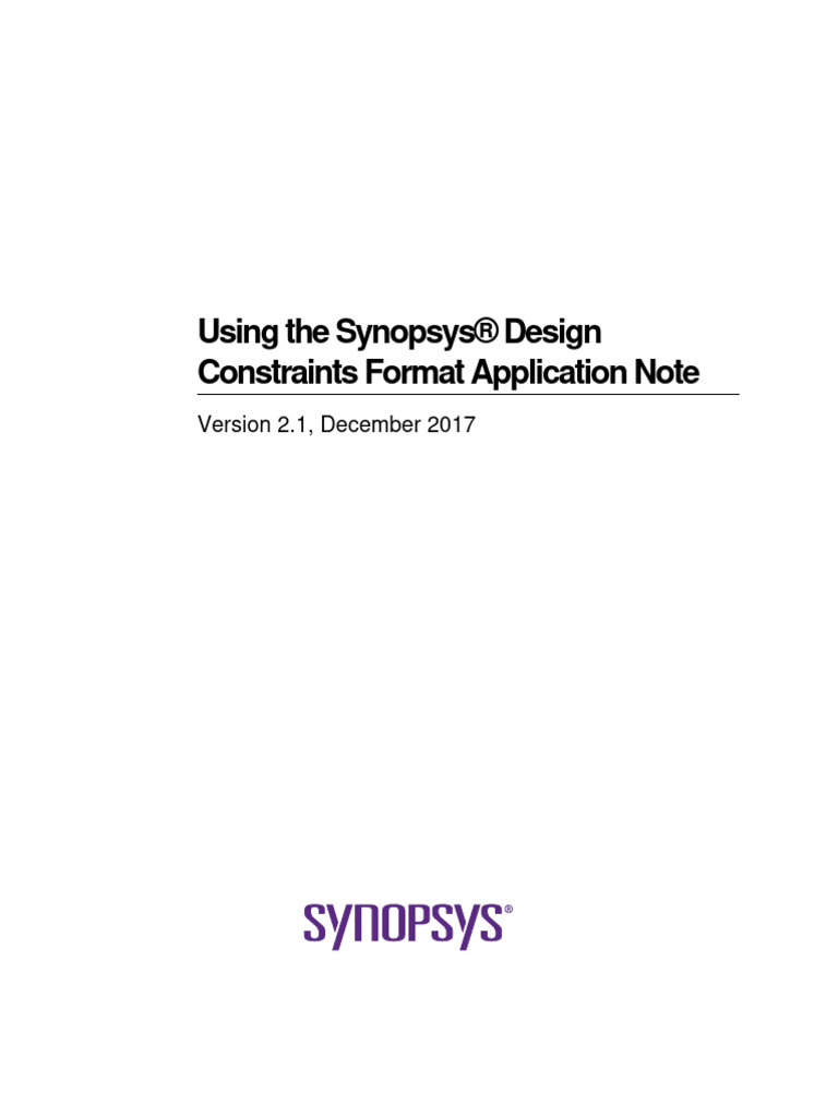 Synopsys SDC Format User Guide | PDF | License | Computing