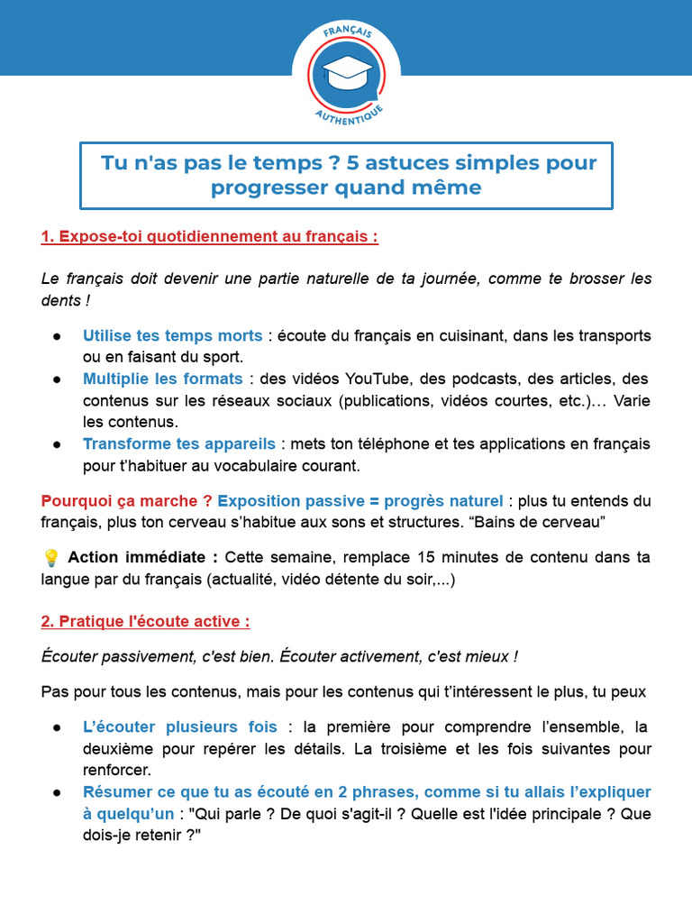 5 astuces pour progresser en français | PDF