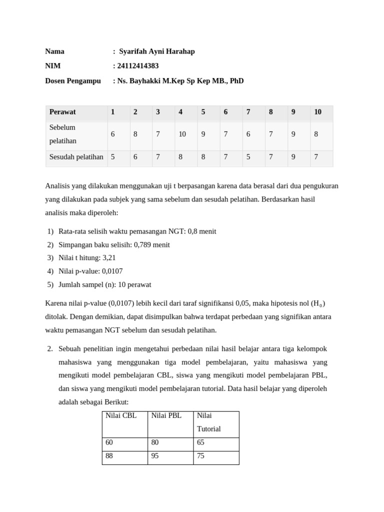 Perbandingan Hasil Belajar Model PBL dan CBL | PDF
