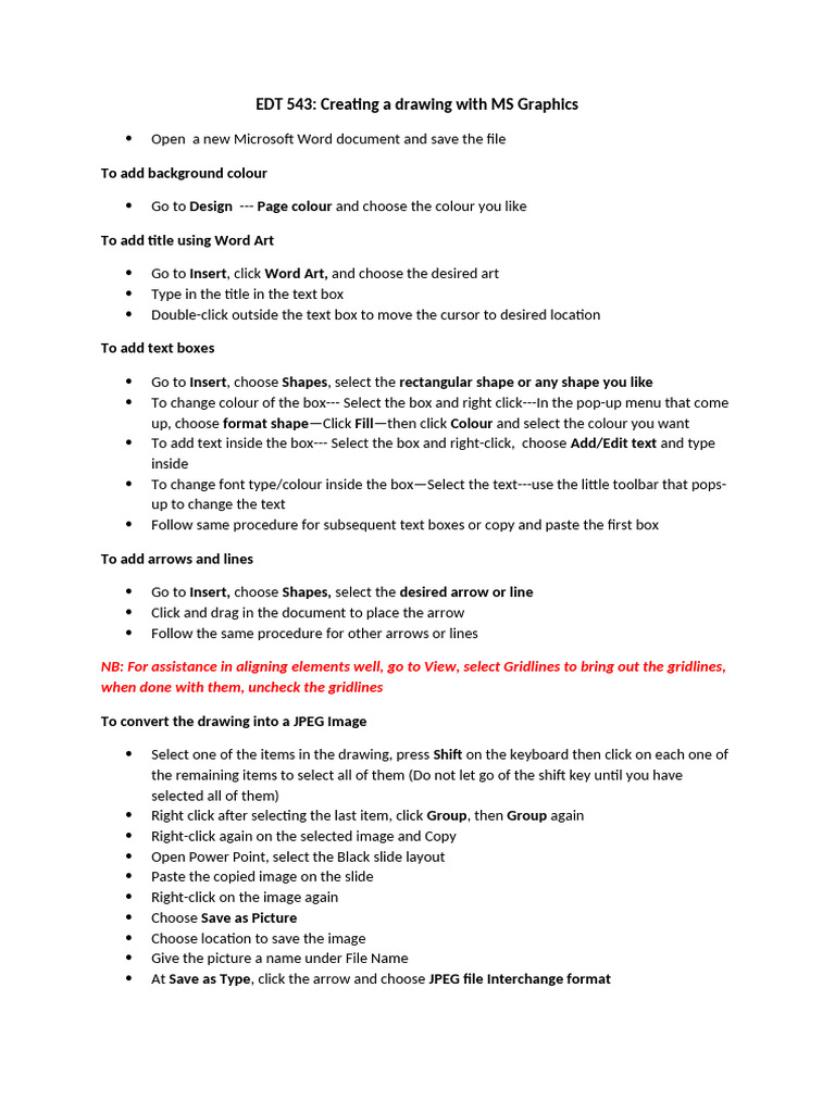 Create Drawings in MS Word | PDF
