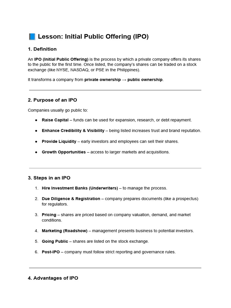 Understanding Initial Public Offerings (IPOs) | PDF