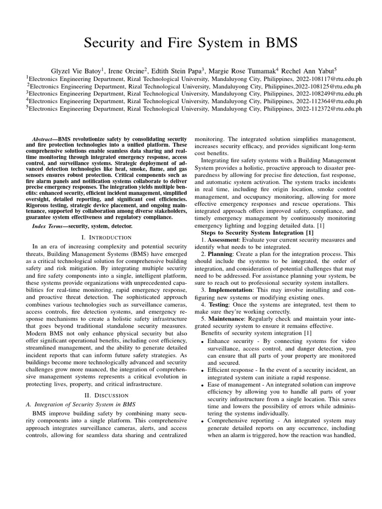 Integrated Security and Fire Systems in BMS | PDF | Fire Sprinkler ...