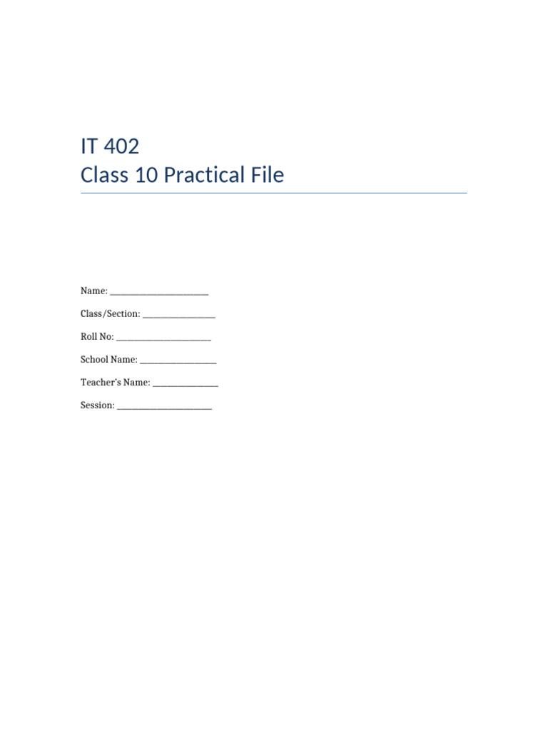 Class 10 IT Practical File Guide | PDF | Databases | Information Retrieval