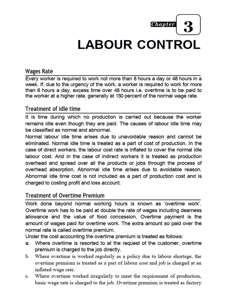 Labour Control and Wage Management | PDF | Overtime | Piece Work