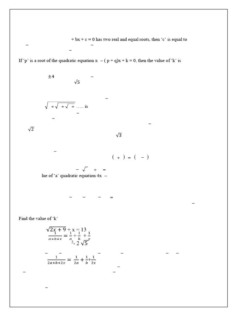 Ch-4 Quadratic Equations | PDF | Algebra | Mathematics