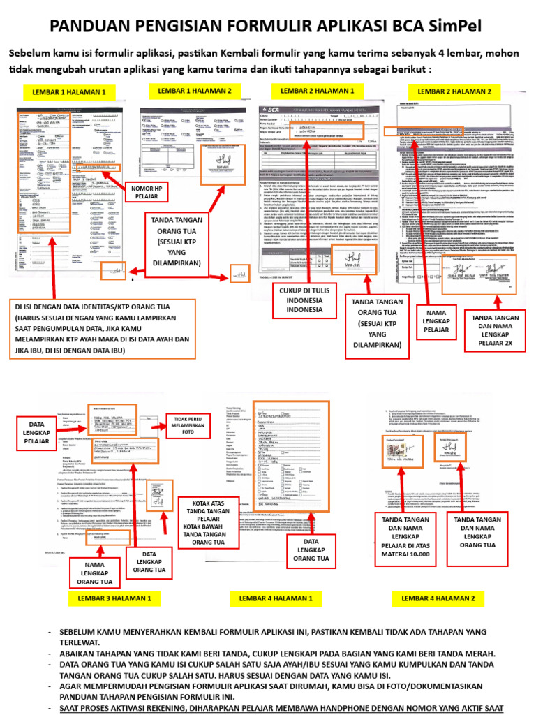 Panduan Isi Formulir BCA SimPel | PDF