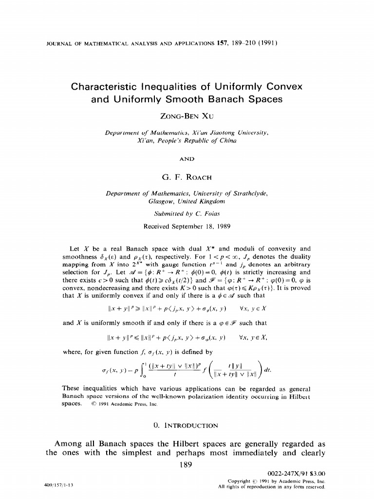 1 s2.0 0022247X9190144O Main | PDF | Banach Space | Function (Mathematics)