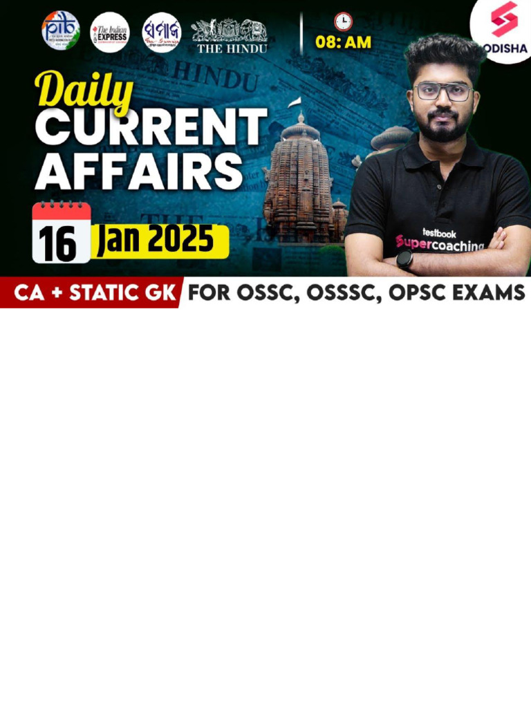 16th Jan Current Affairs 2025 | PDF