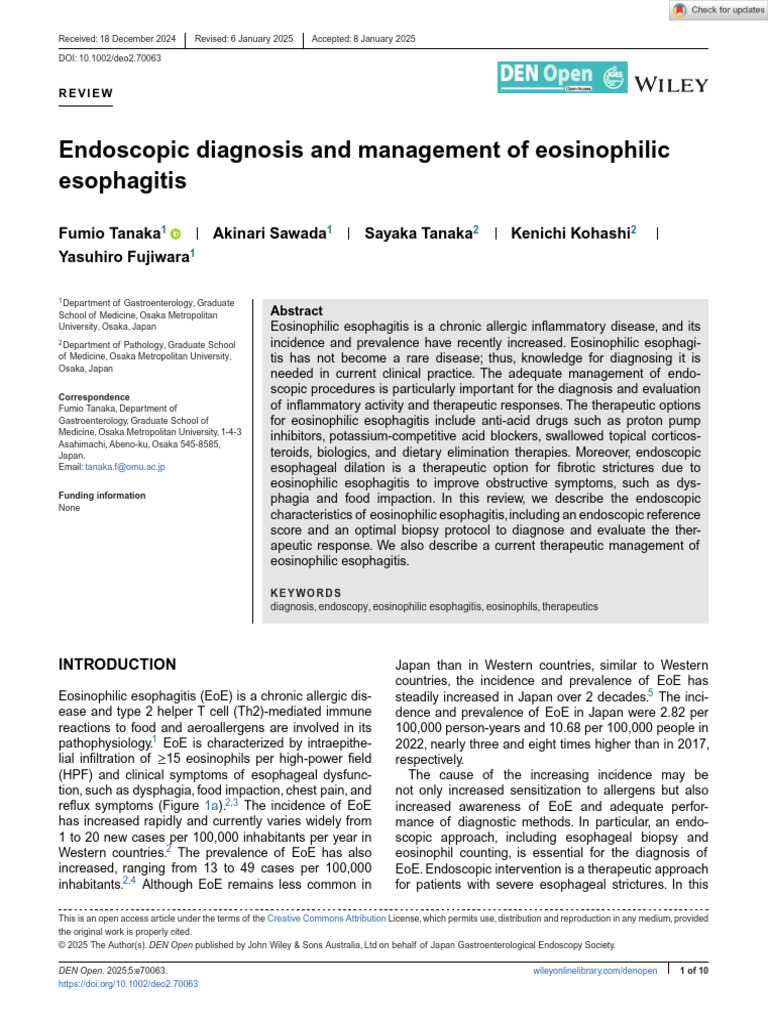 Endoscopic Diagnosis and Management of Eosinophilic Esophagitis | PDF ...