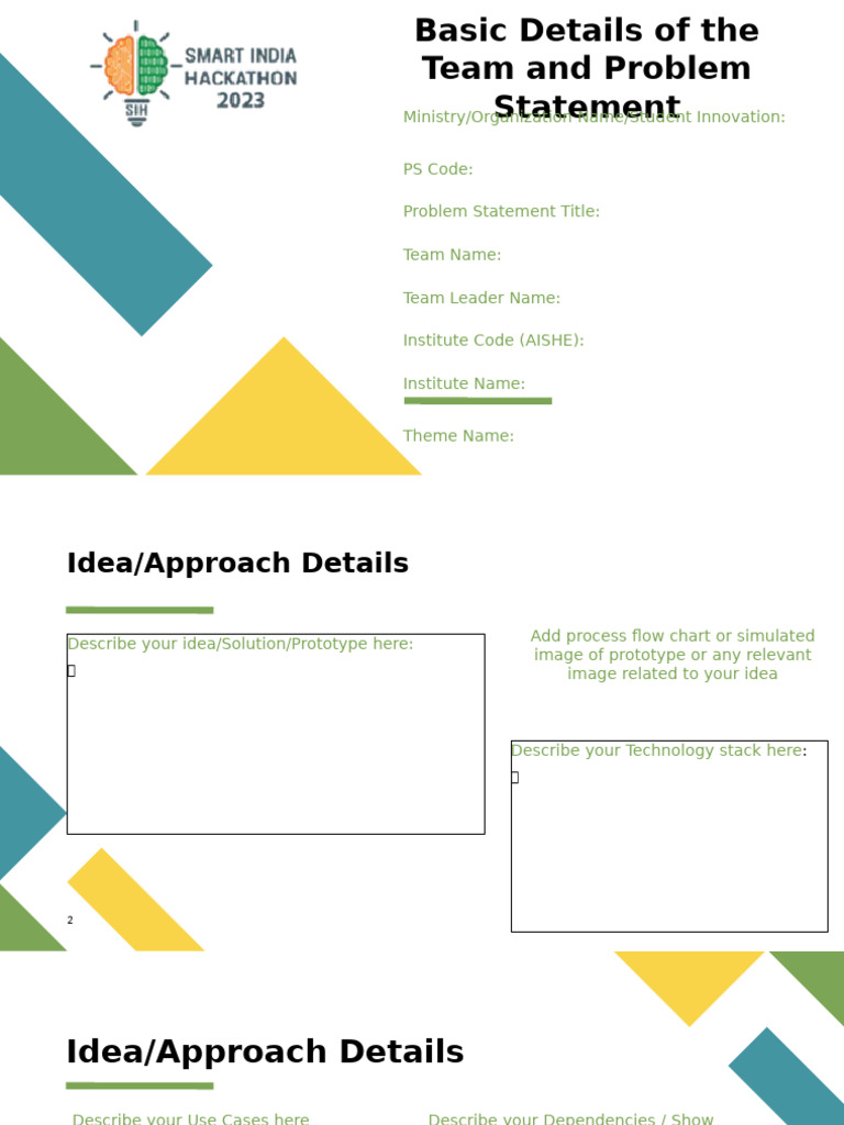 Idea Presentation Format SIH2023 College | PDF | Computing | Software ...