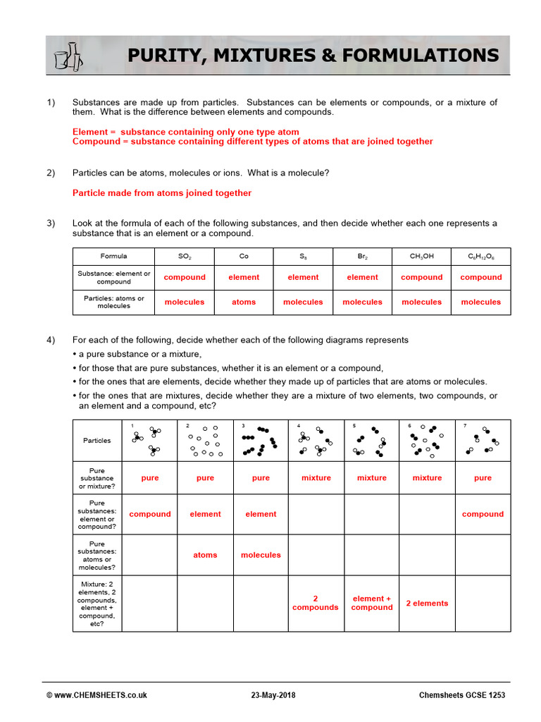 Elements, Compounds, and Mixtures Explained | PDF | Chemical Compounds ...