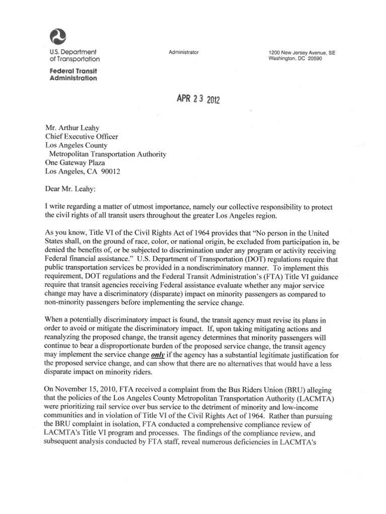 FTA Letter PDF