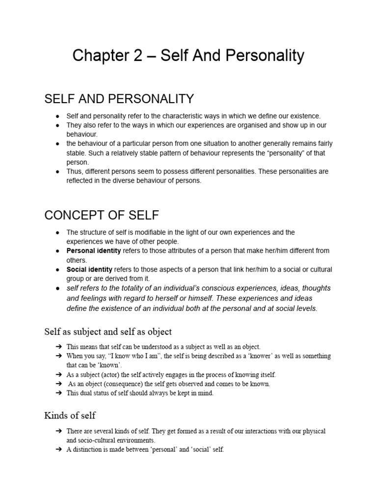 Understanding Self and Personality | PDF | Self Efficacy | Self Esteem