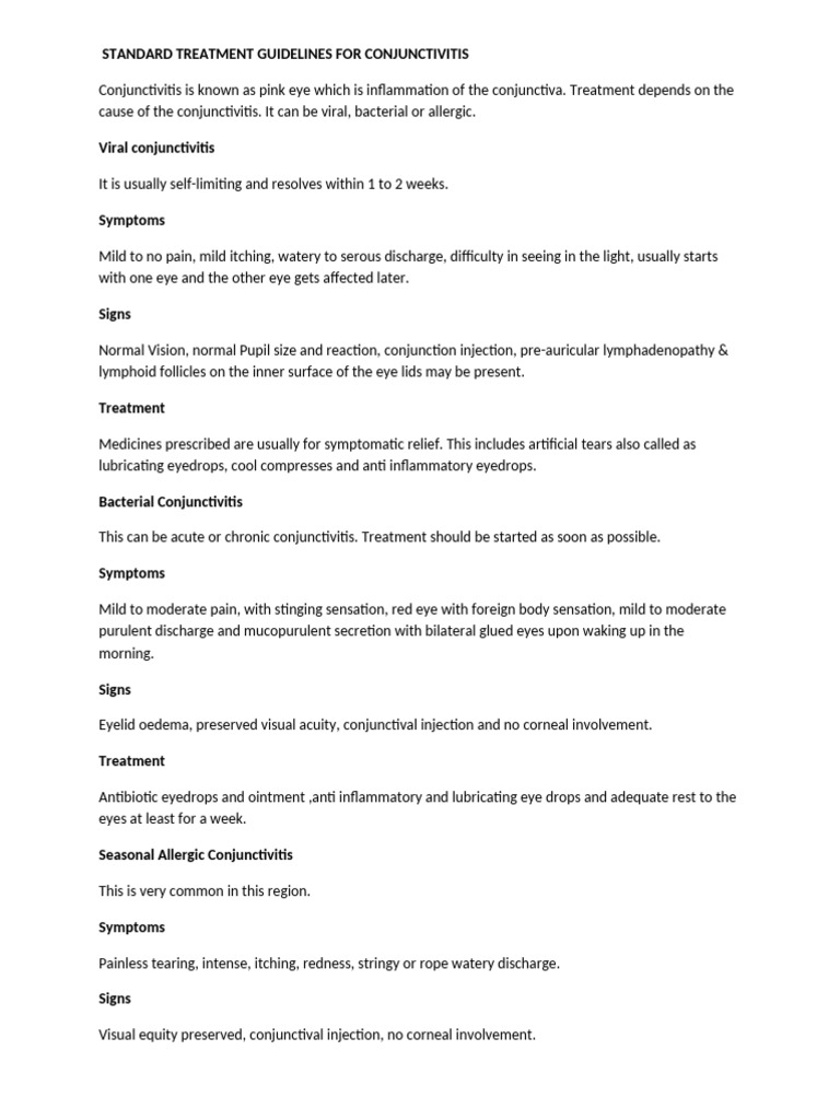 Treatment Guidelines for Eye Conditions | PDF | Cataract | Human Eye