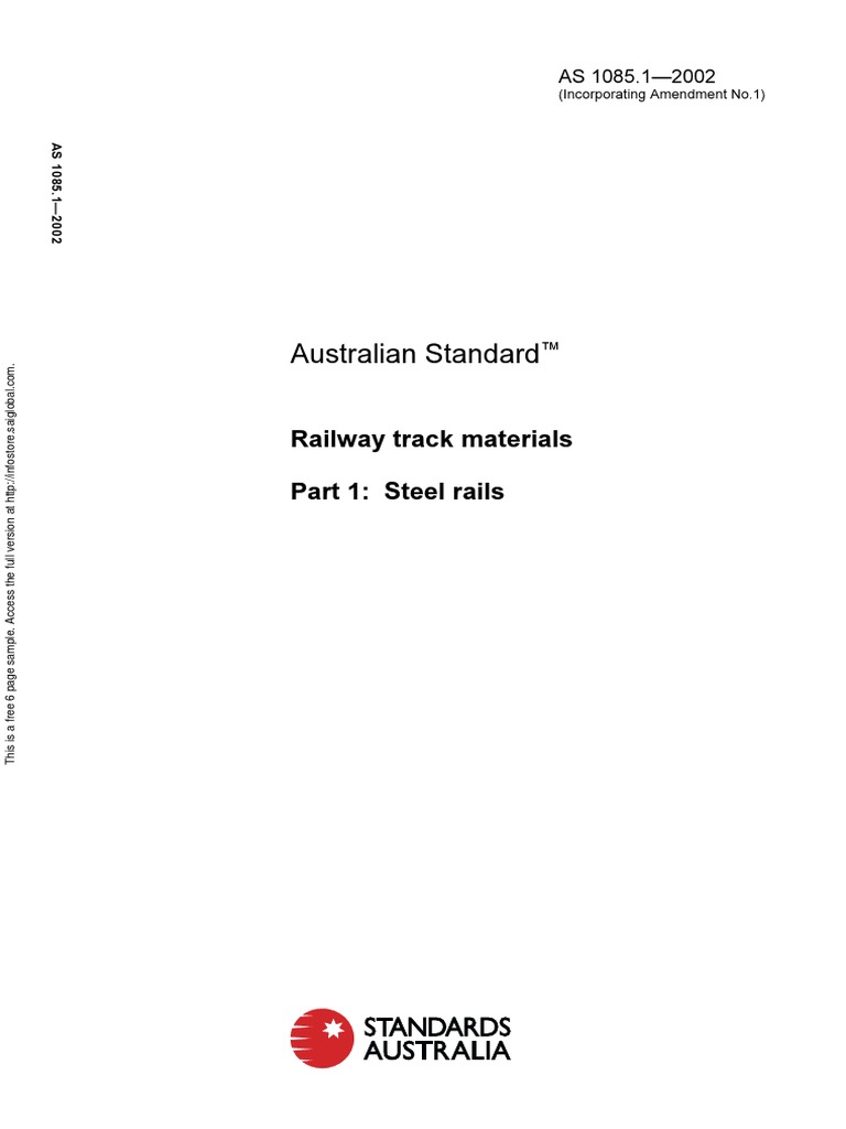 As 1085.1-2002 Railway Track Material Steel Rails | PDF | Track (Rail ...