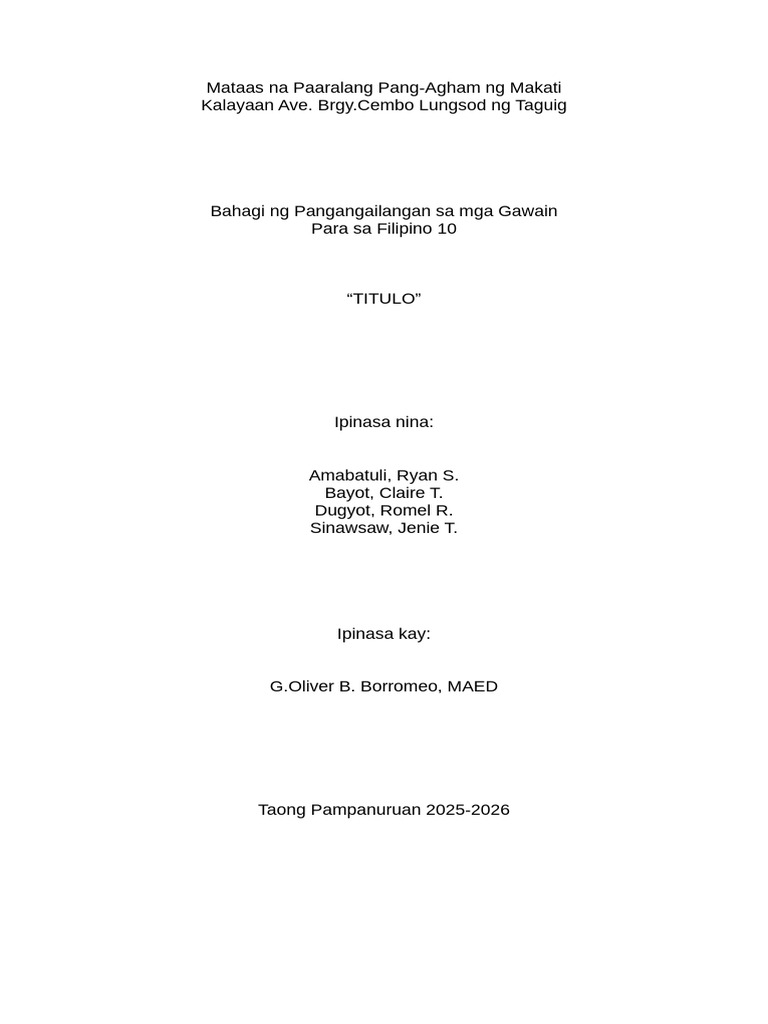 Format Sa Pagsusuri NG Panitikan | PDF