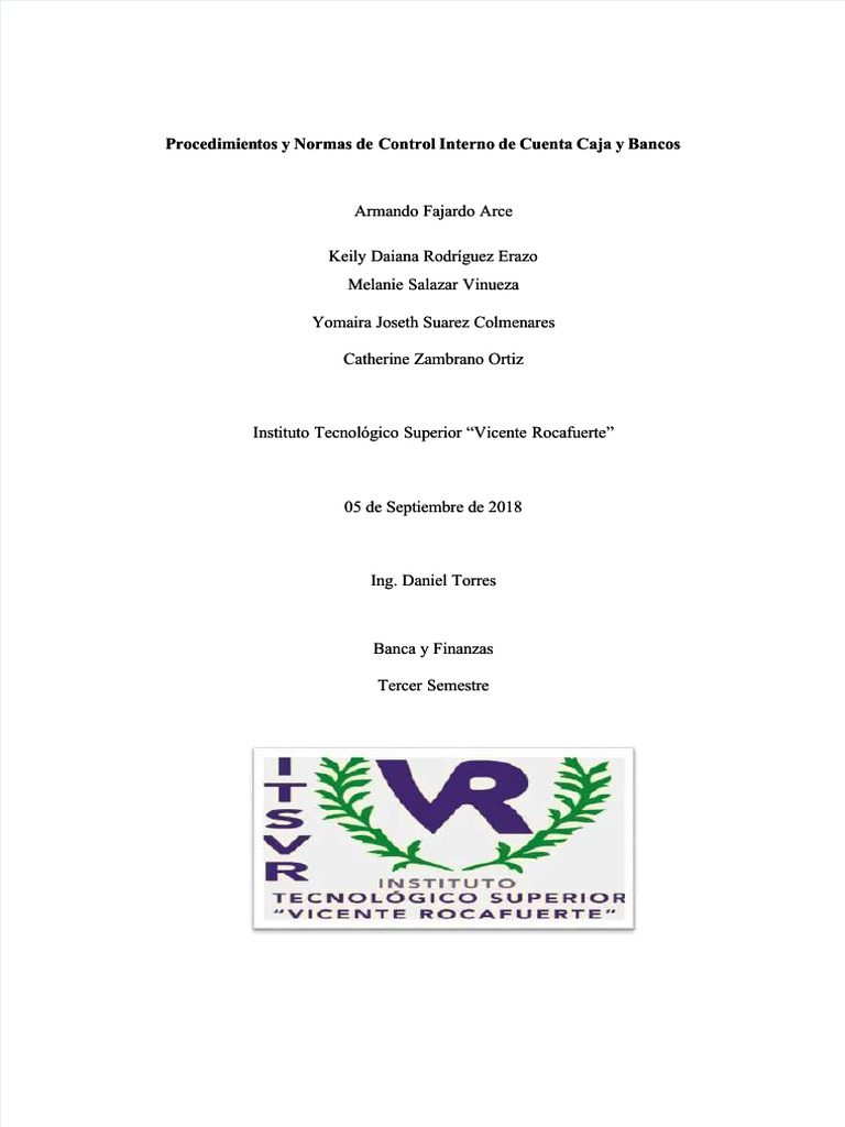 PDF Procedimientos y Normas de Control Interno de Caja y Bancos ...