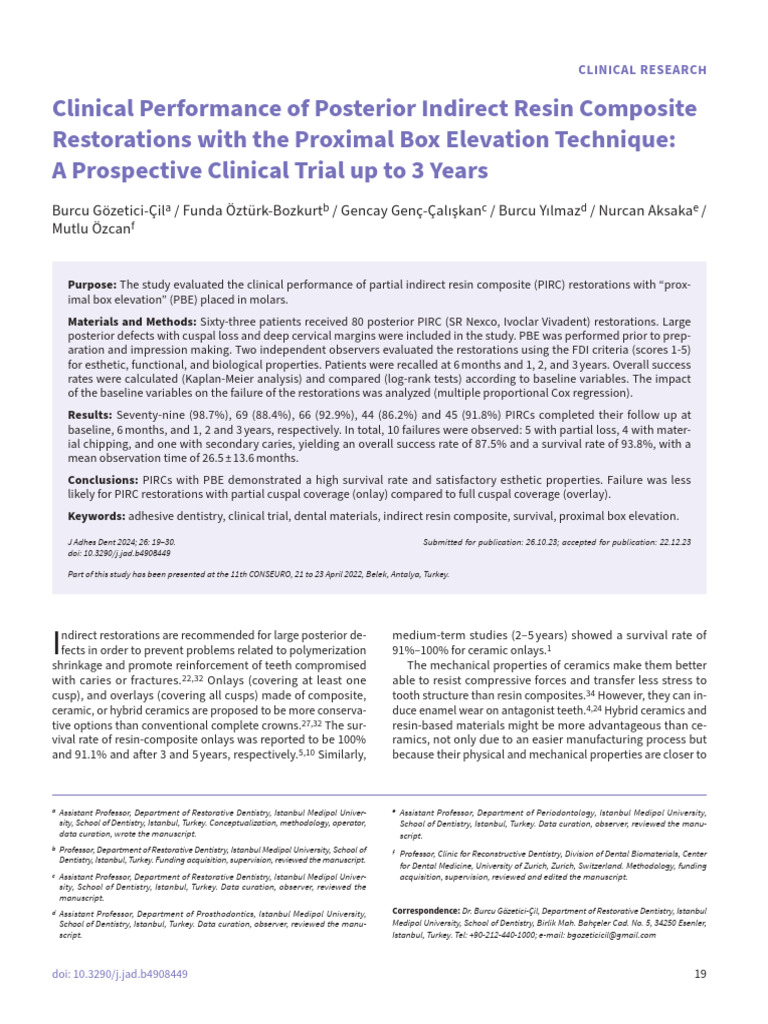 Posterior Indirect Resin Composite Restorations | PDF | Dental ...