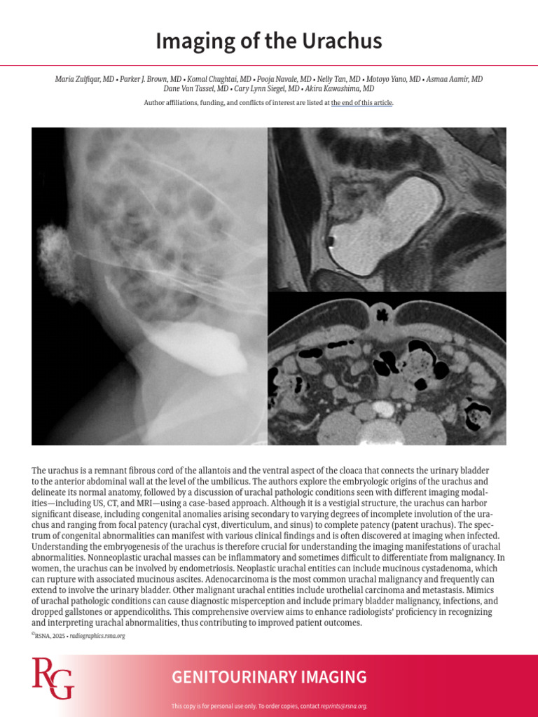 Urachus Imaging and Pathology Insights | PDF | Magnetic Resonance ...