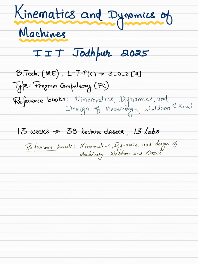 Kinematics and Dynamics of Machines - 250819 - 092150 | PDF