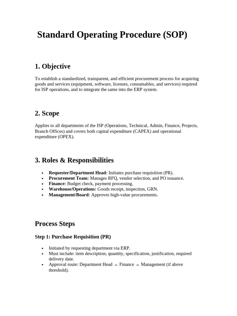 ISP Procurement Process SOP | PDF | Enterprise Resource Planning ...