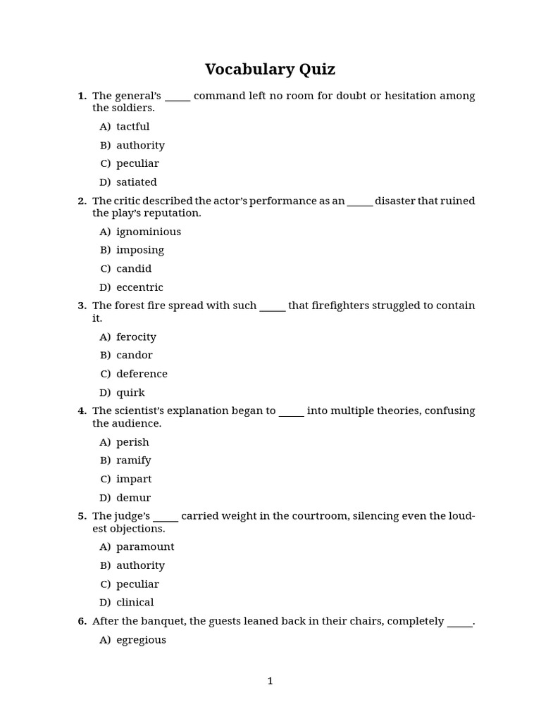 Vocabulary Quiz | PDF | Chess Openings | Chess