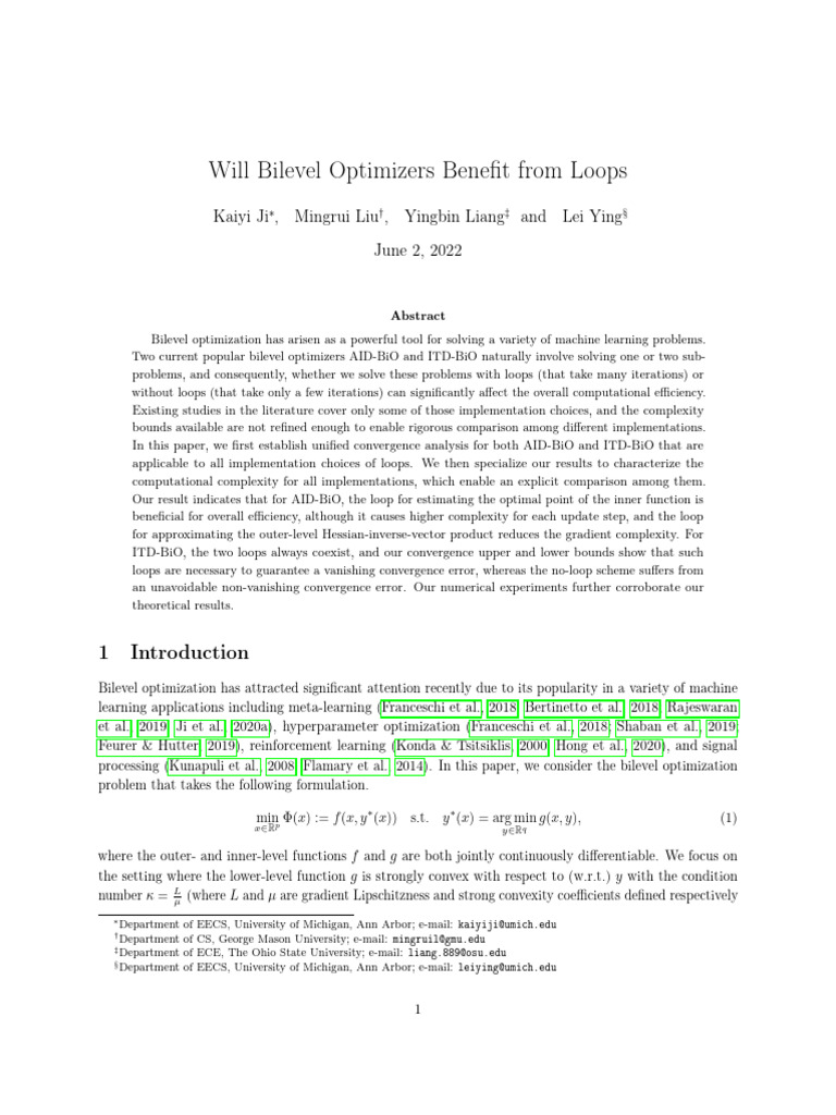 Bilevel Optimizers: Loop Efficiency Analysis | PDF | Mathematical ...