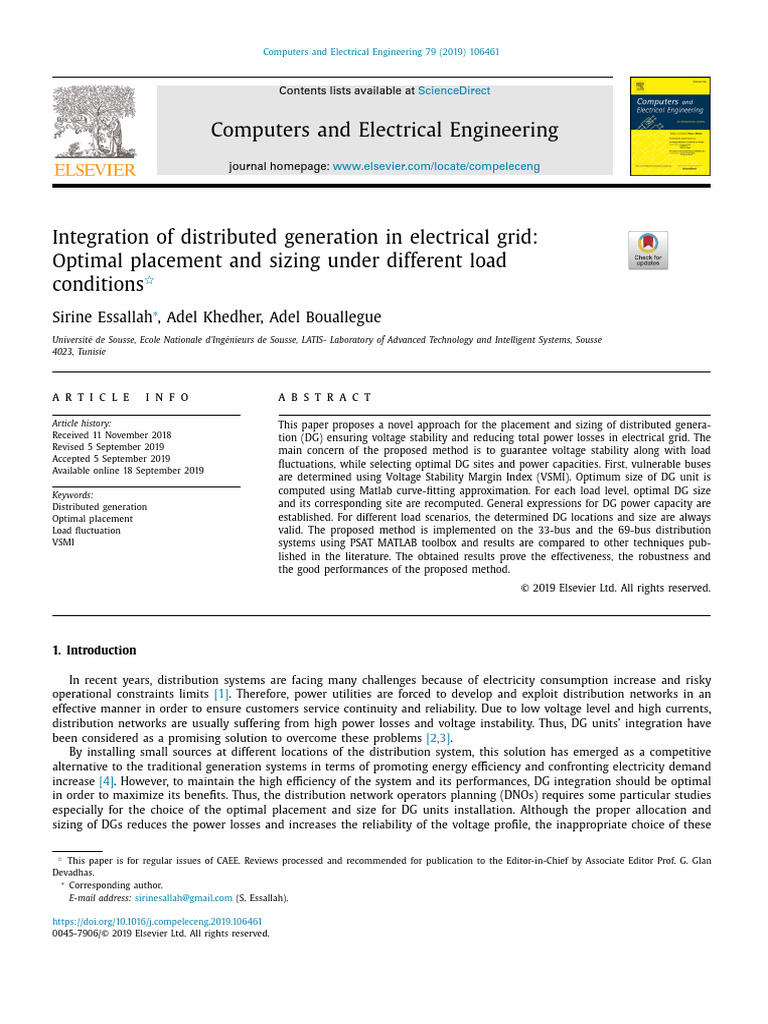 Optimal DG Placement for Voltage Stability | PDF | Electrical ...