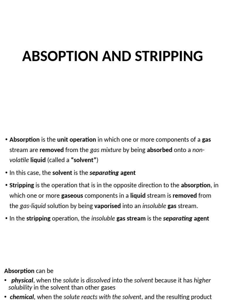 Absorption and Stripping Processes Explained | PDF | Solubility | Phase ...