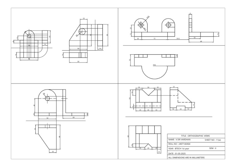 Orthographic Views with Dimensions | PDF