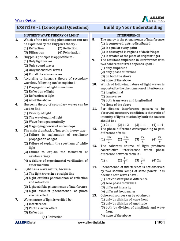 Huygen's Wave Theory of Light Explained | PDF | Diffraction | Wavelength