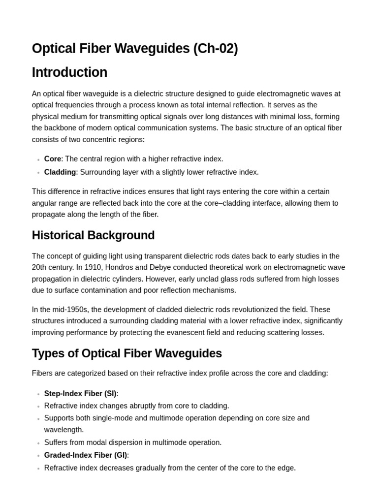 Overview of Optical Fiber Waveguides | PDF | Optical Fiber | Optics