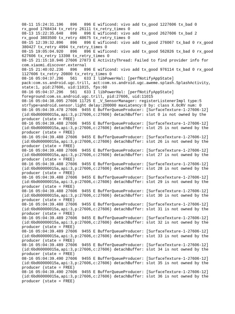 SplashActivity Performance Logs | PDF | Computing | Software Development