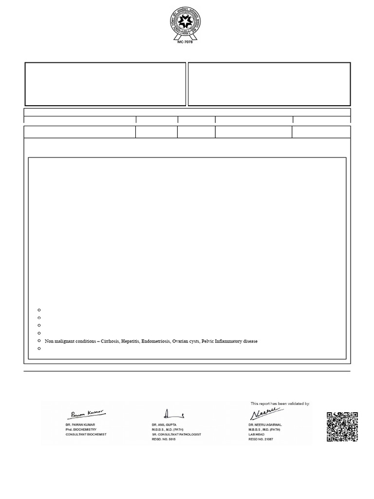 Labreportnew - 2025-08-20T102719.752 | PDF | Ovarian Cancer | Cancer