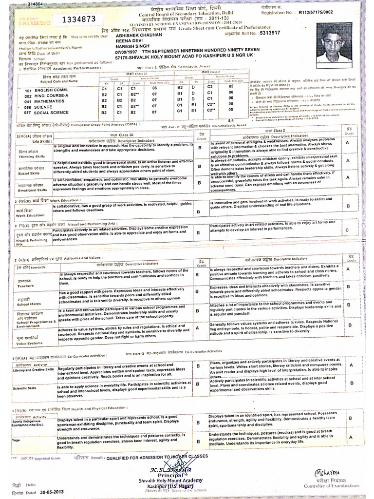 My 10th Marksheet | PDF