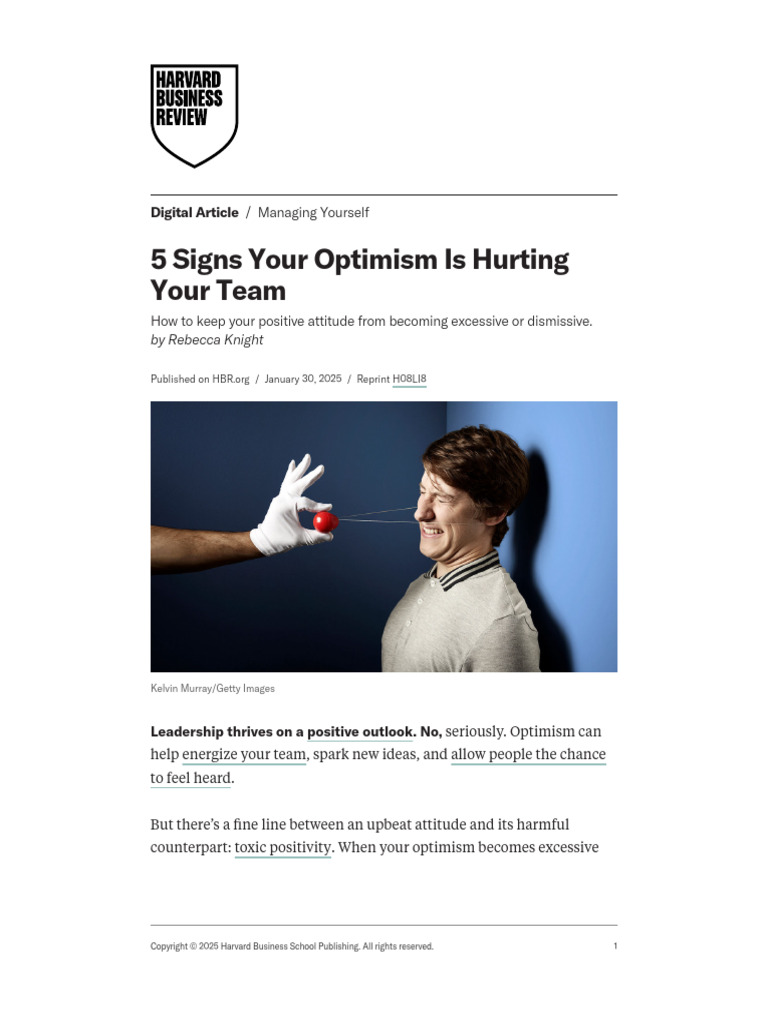 5 Signs Optimism Harms Your Team | PDF | Psychology | Social Psychology