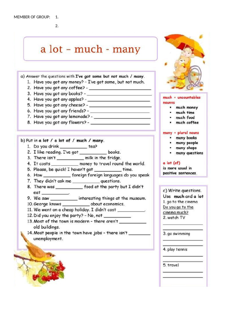Many Worksheet | PDF