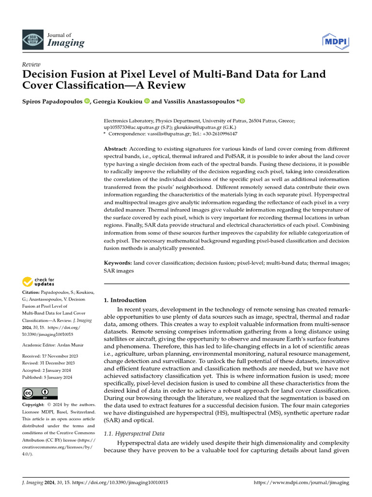 Pixel-Level Decision Fusion for Land Cover | PDF | Support Vector ...