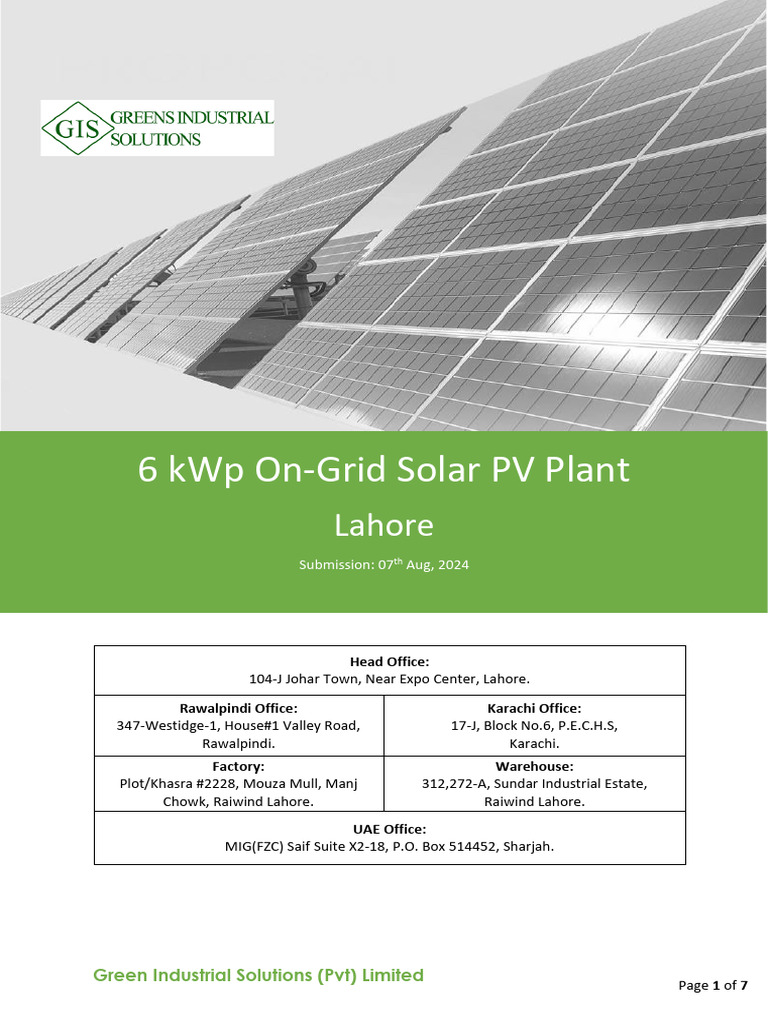 6kw Ongrid Solar Proposal | PDF | Photovoltaic System | Photovoltaics